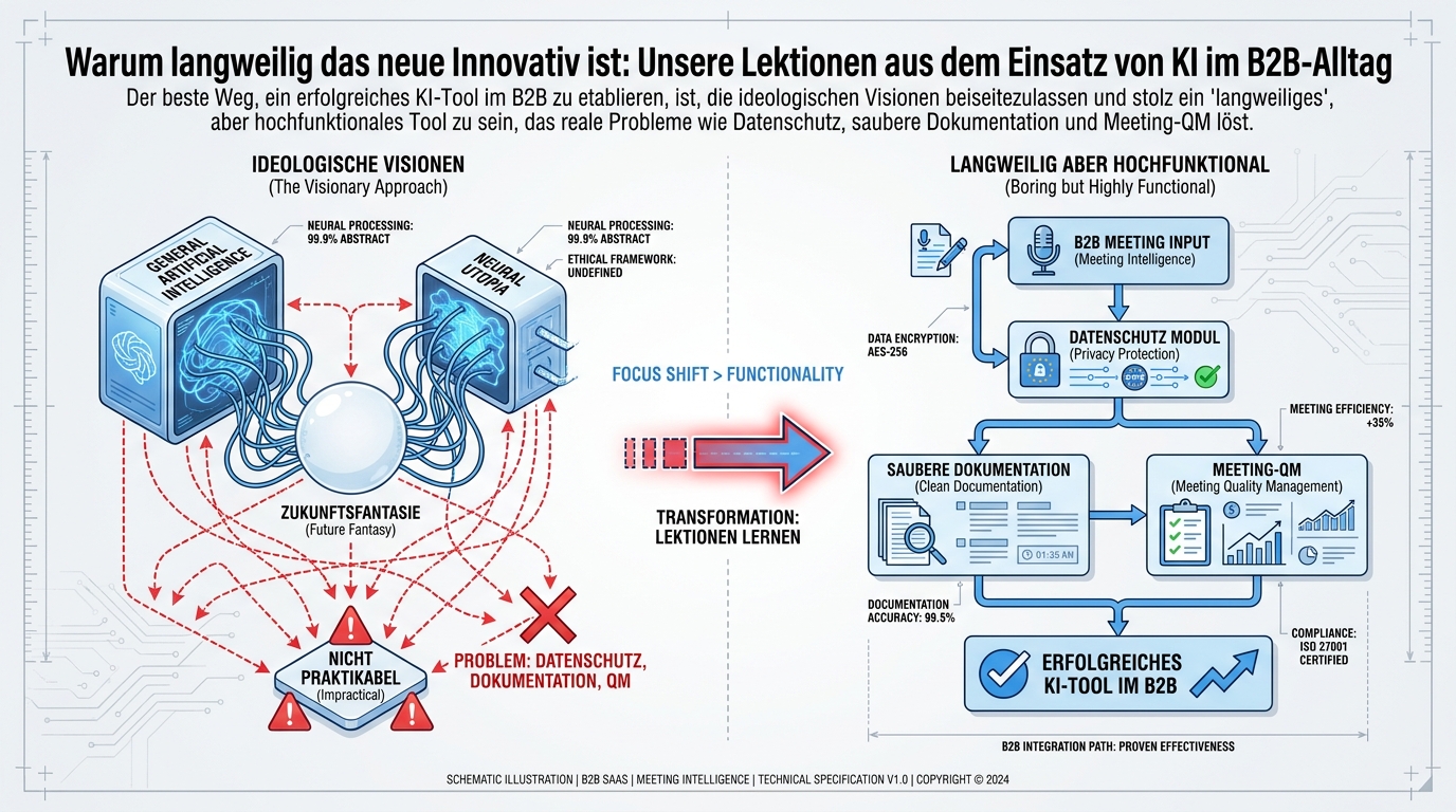 Warum langweilig das neue Innovativ ist: Unsere Lektionen aus dem Einsatz von KI im B2B-Alltag