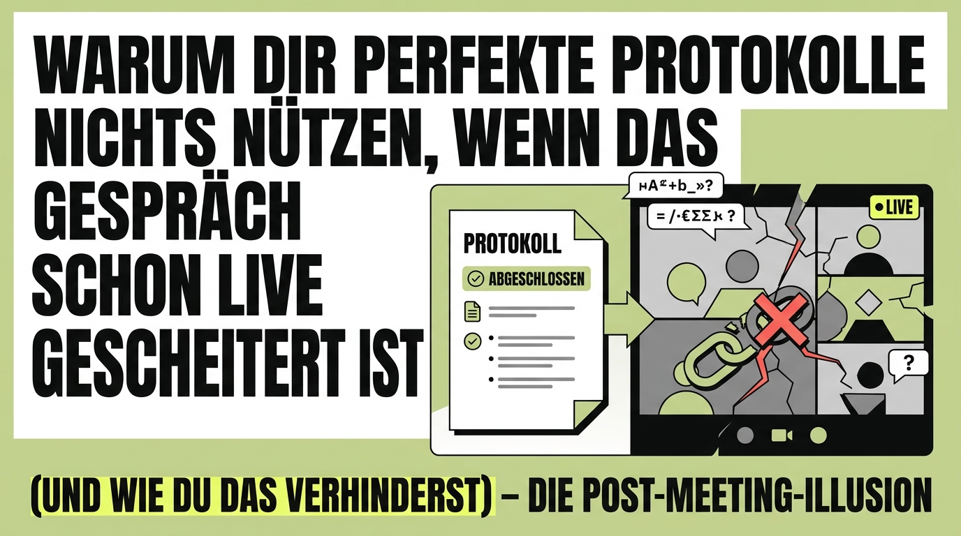 Warum dir perfekte Meeting-Protokolle nichts nützen, wenn das Gespräch schon live gescheitert ist (Und wie du das verhinderst)